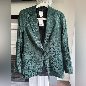 Two Tone Green Leopard Print Blazer